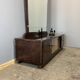 Mirror chest of drawers, flamed birch stained, vintage from the 50s