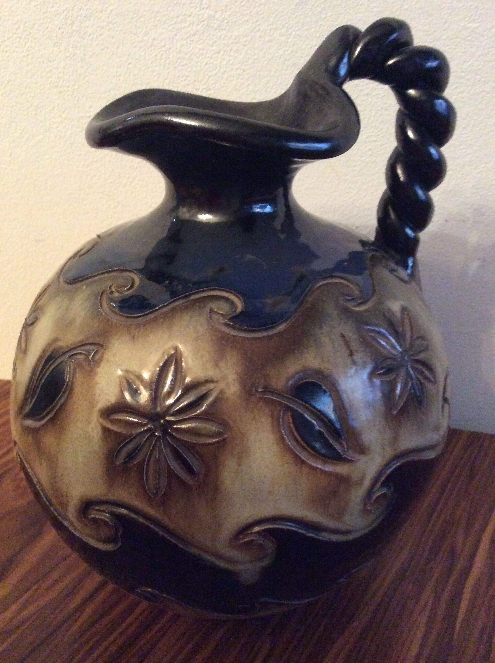 Large ceramic pitcher decorated vintage