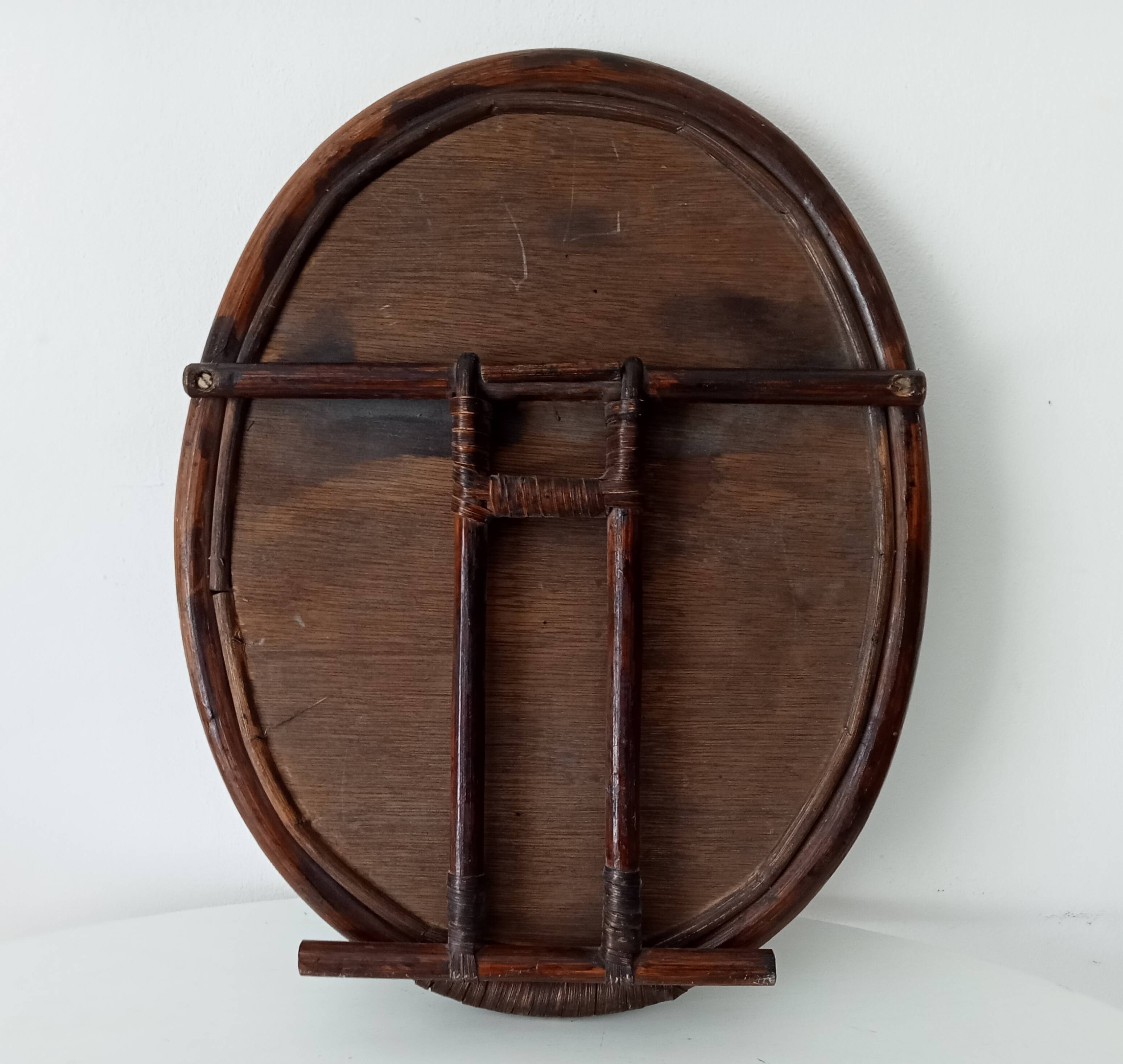 Antique rattan table mirror early 20th century