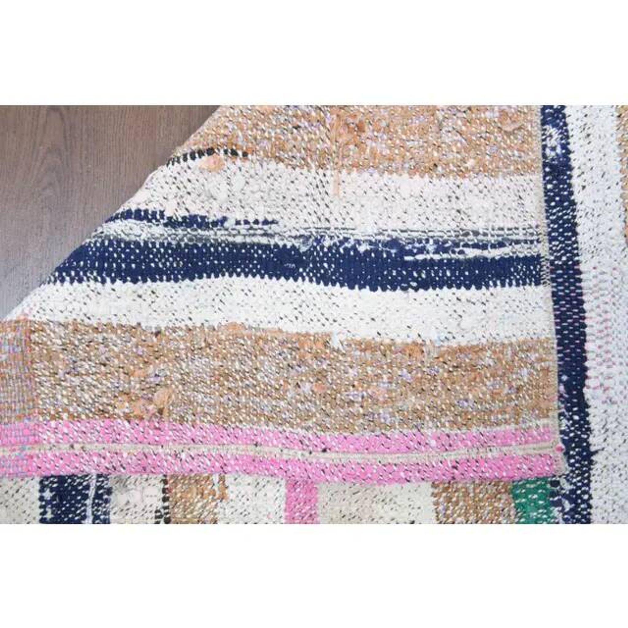 Vintage Turkish Hand-Knotted Wool Cotton White Kilim Runner Rug 78x228
