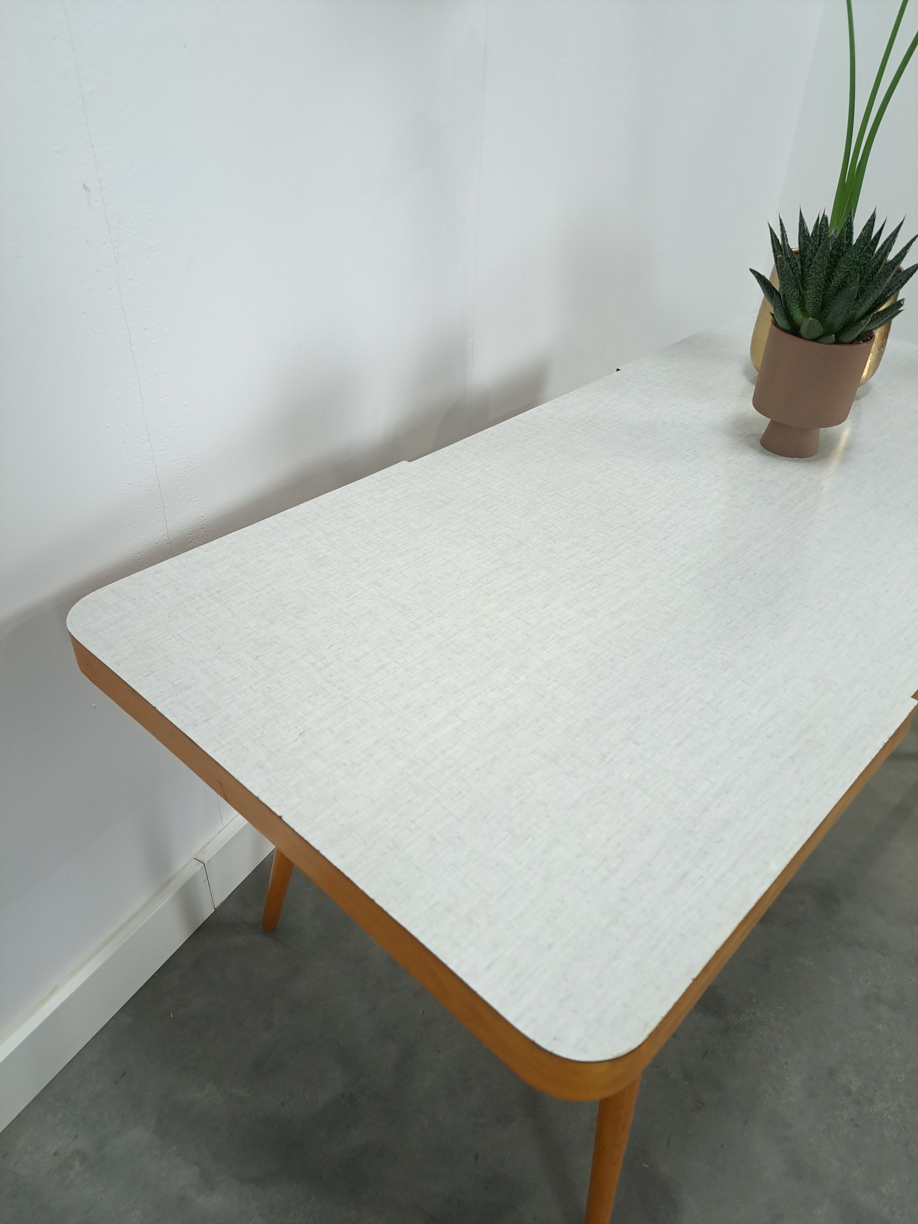 Coffee table vintage with white grey formica top