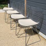 4 chrome Bertoia chairs with cushion