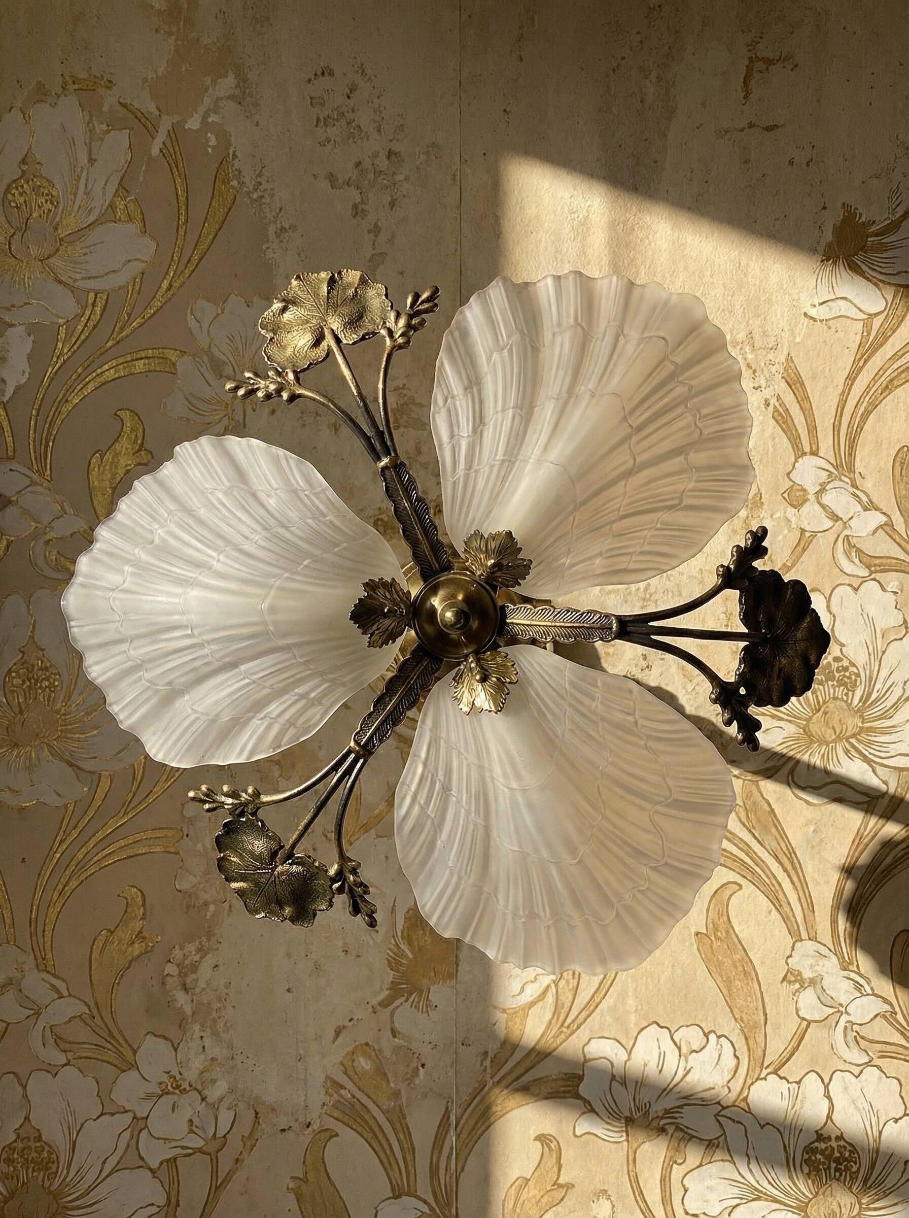 Lustre Hollywood Regency Art Deco vintage 80-90 Bronze Mariner Shells