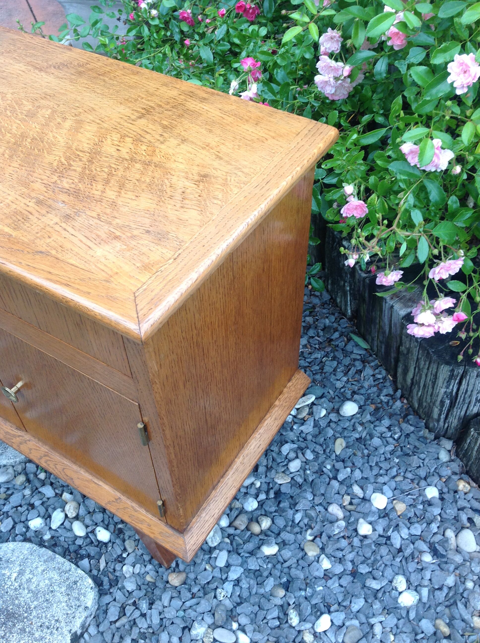 Bedside table feet compass in varnished chene / vintage 50s-60s