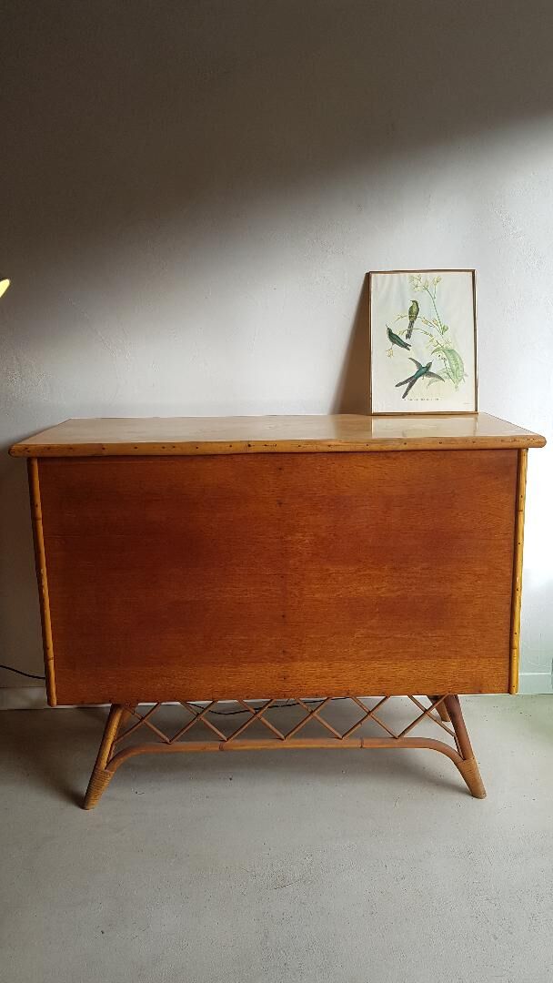 Rattan, wicker and bamboo vintage - bar furniture - feet compass buffet
