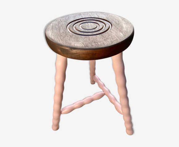 Tabouret tripode pieds bobine couleur rose ballerine