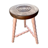 Tripod stool with spool legs in ballerina pink
