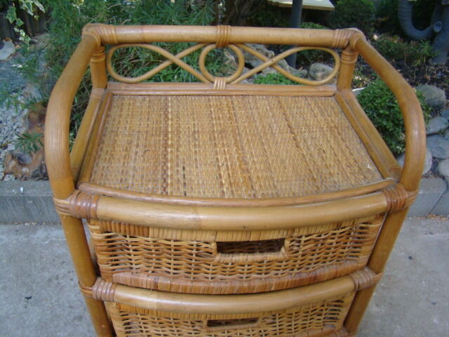 Old rattan wicker storage unit