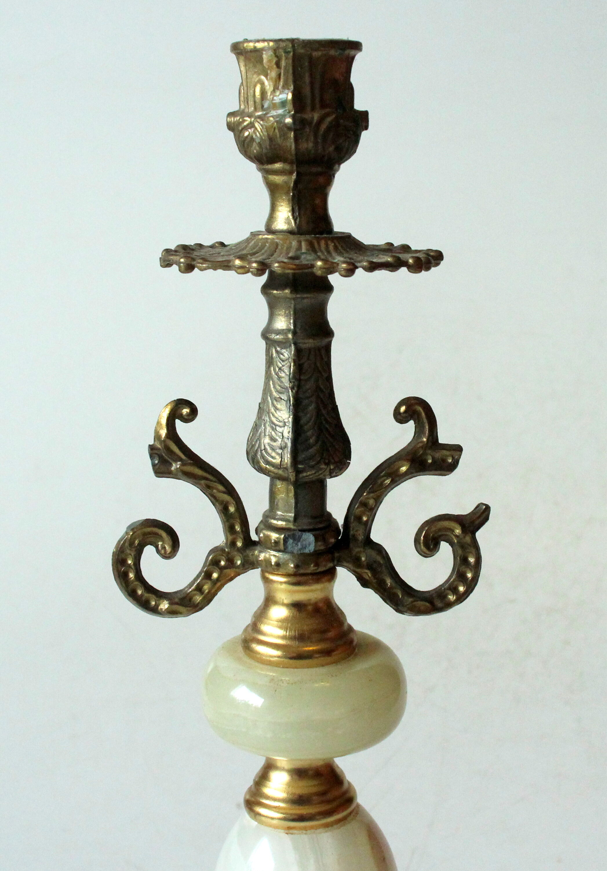 1960s onyx and brass candle holder, vintage