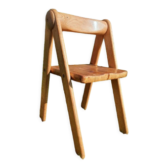 Vintage children's chair in solid pine by Pierre Grosjean 1970 style proven perriand