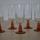 Champagne glasses with amber stems