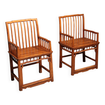 Chaises à dossier en peigne en Hongmu rares, sculptées à la main, fin de la dynastie Qing, Asie