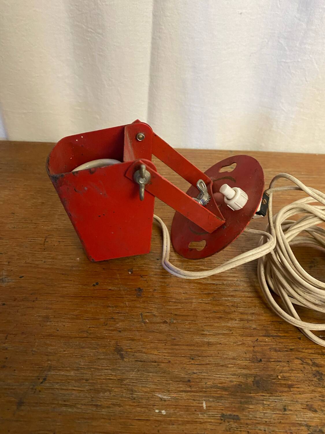Vintage lita wall lamp, red metal, mategot design, 1950s