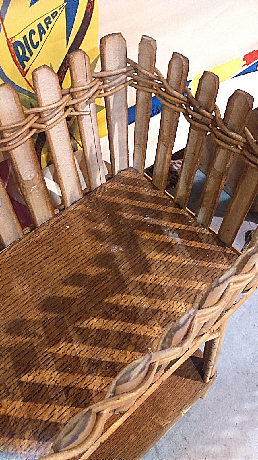 Old planter on foot Wicker rattan beautiful model year 60 Wicker