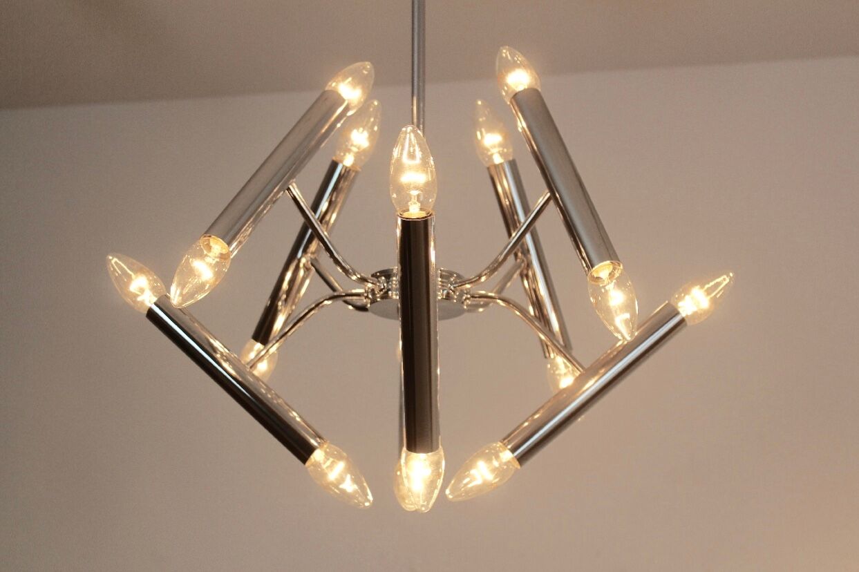 Geometrical chrome chandelier by Boulanger