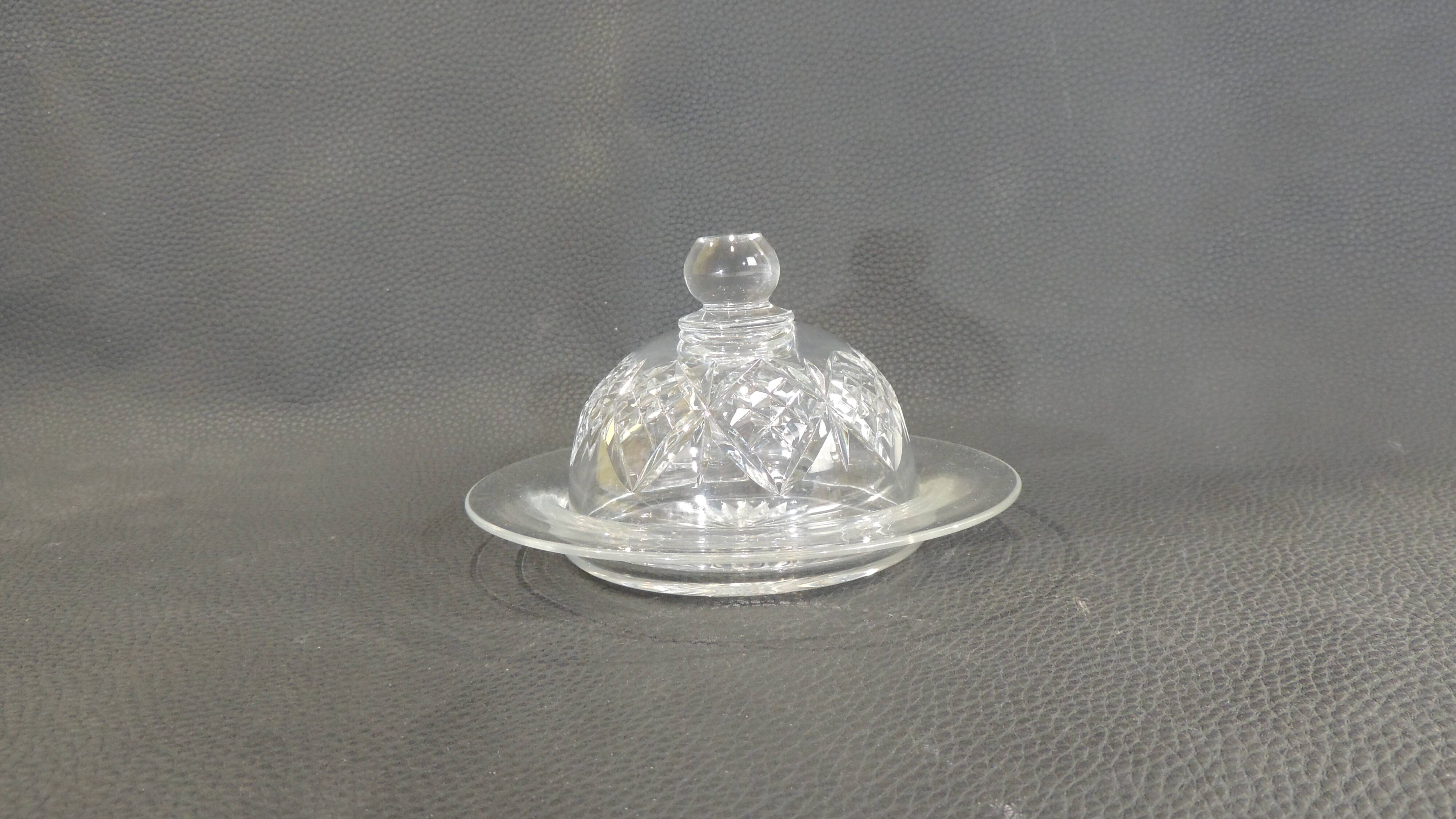 Webb Corbett crystal butter dish / vintage
