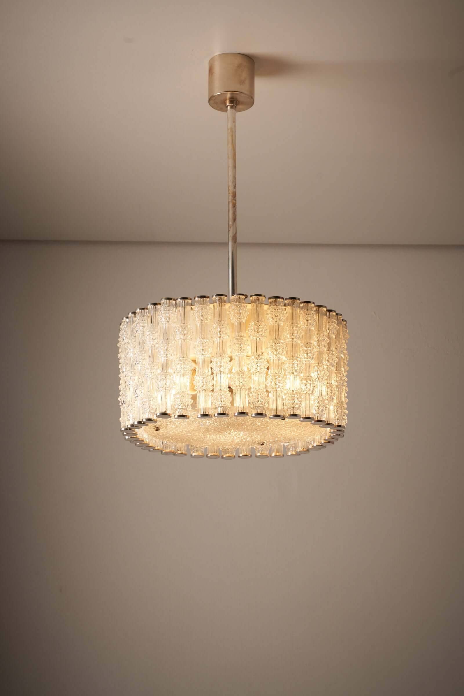 Kaiser Leuchten glass pendant lamp with nickel patina