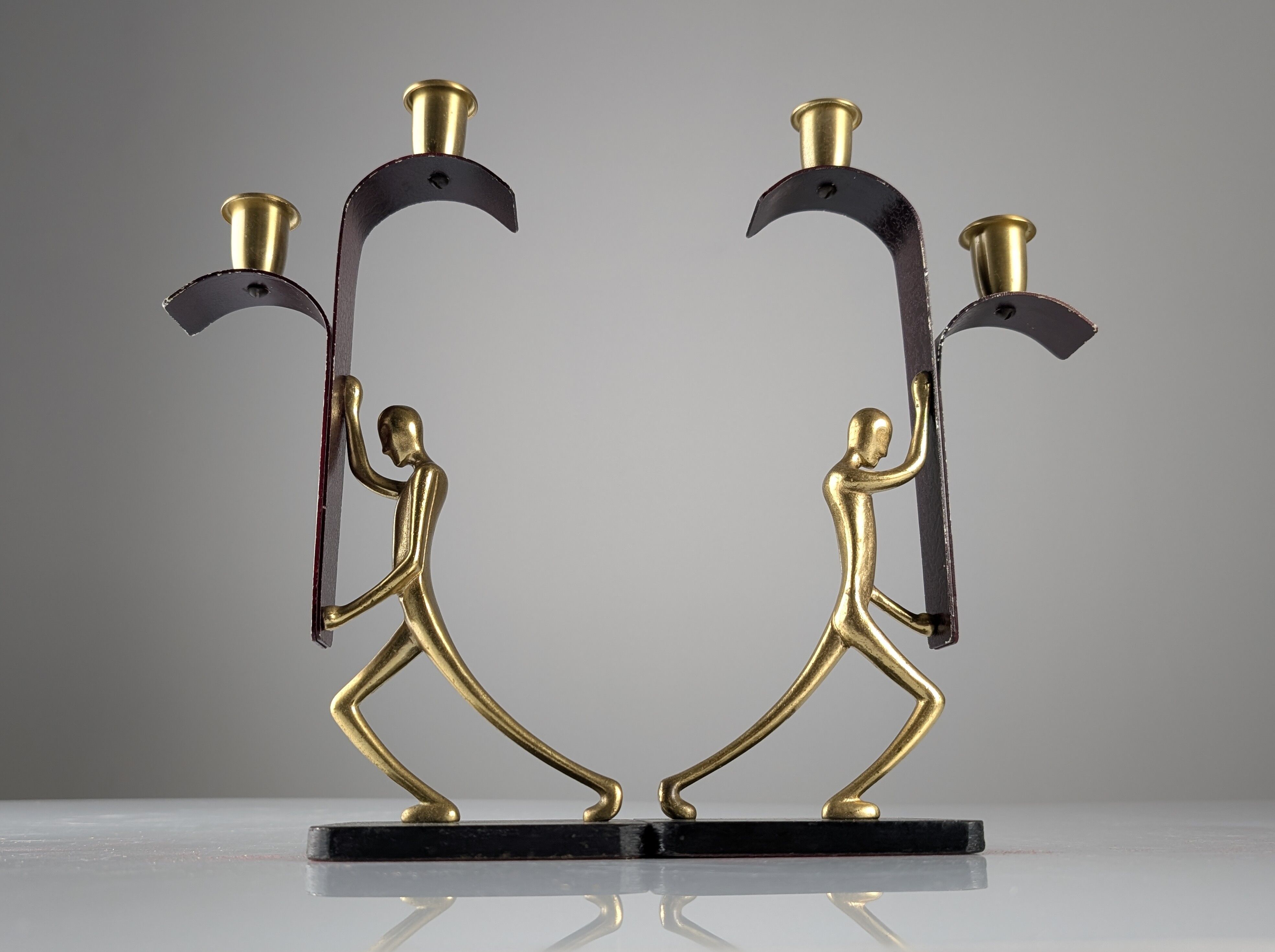 Art Deco Bronze Candelabra Pair by Karl Hagenauer, 1930s