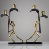 Art Deco Bronze Candelabra Pair by Karl Hagenauer, 1930s