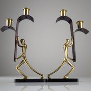 Art Deco Bronze Candelabra Pair by Karl Hagenauer, 1930s