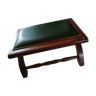 English green leather covered bench