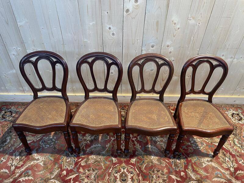 Set of 4 Louis Philippe caned chairs