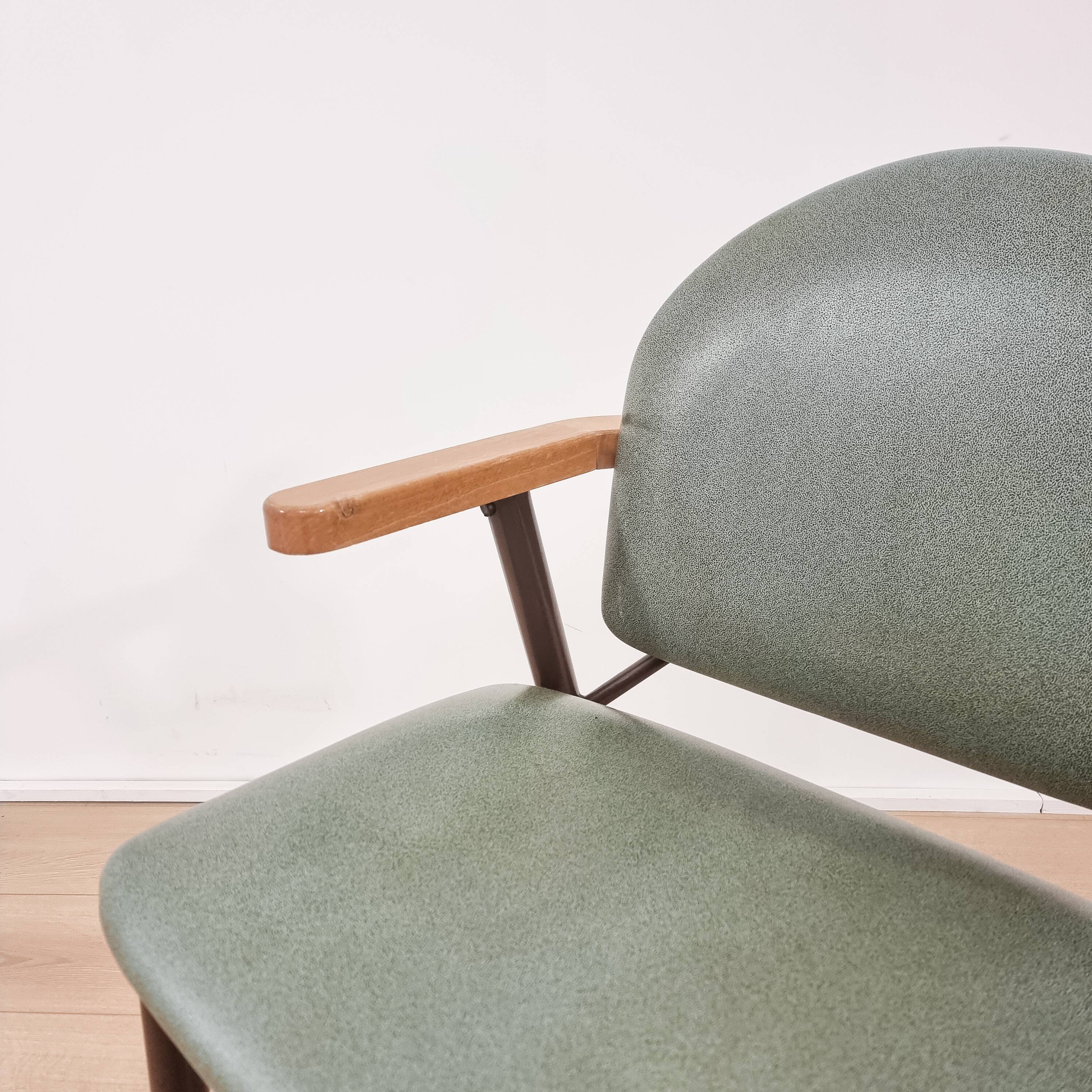 Pair of green armchairs, modernist design, 1970s