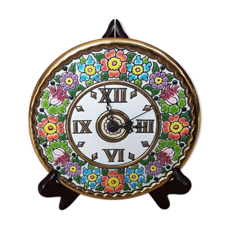 Hand-painted cearco clock with enamels and gold