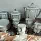 Coffee set, tea 1925, art deco, union céramique, uc, limoges, 8 cups, 8 subcups, teapot