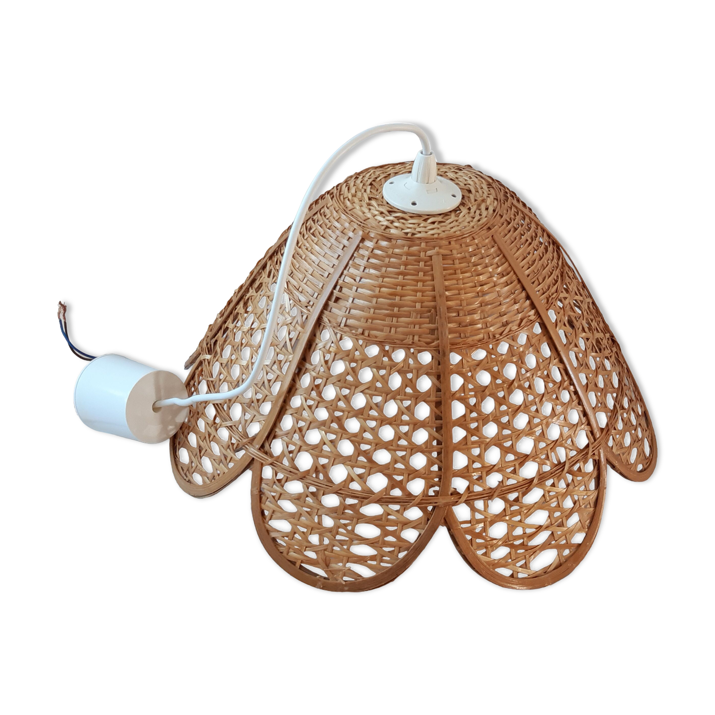Wicker suspension / rattan flowers petal 70s
