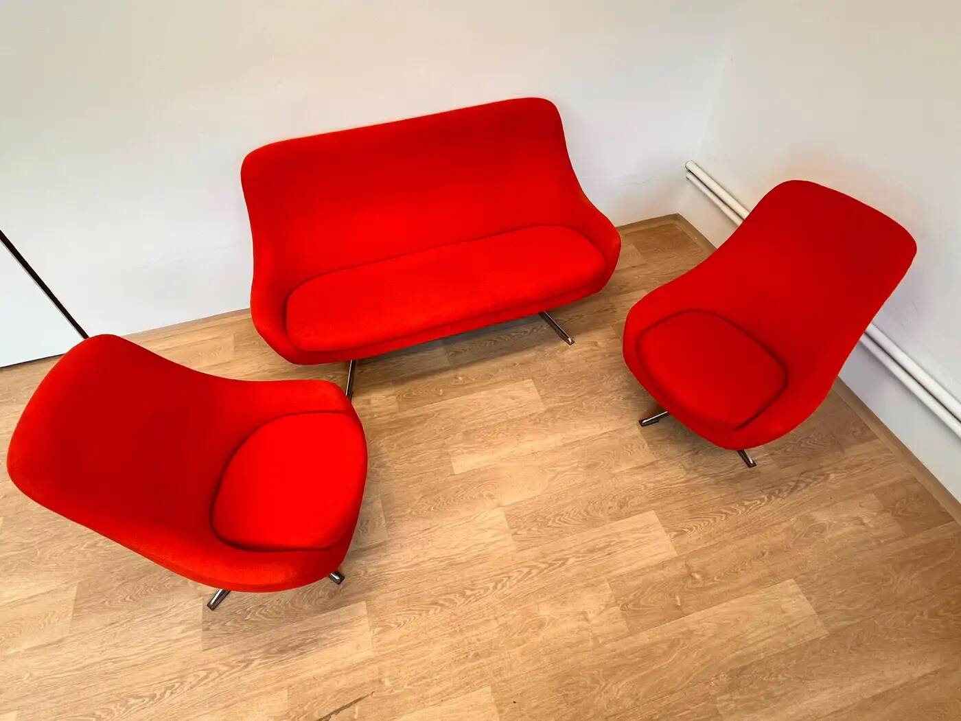 Set of mid-century French style Space Age cocktail sofa and chairs - 1970s
