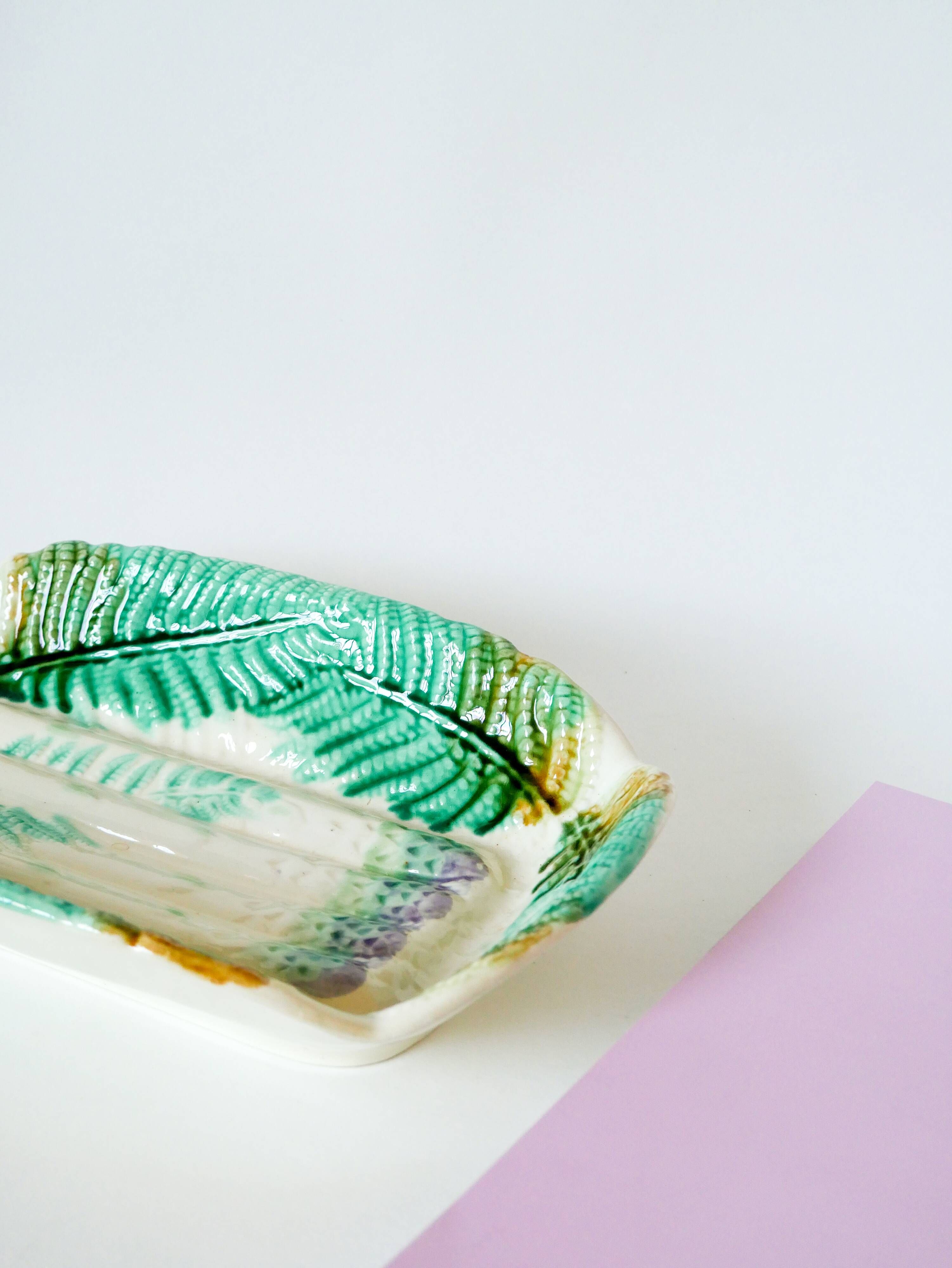 Large asparagus dish in Salins slip, early 20th century