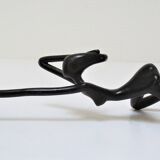 Sculptural candlestick anthropomorphic bronze blackened with woman's figure 70s