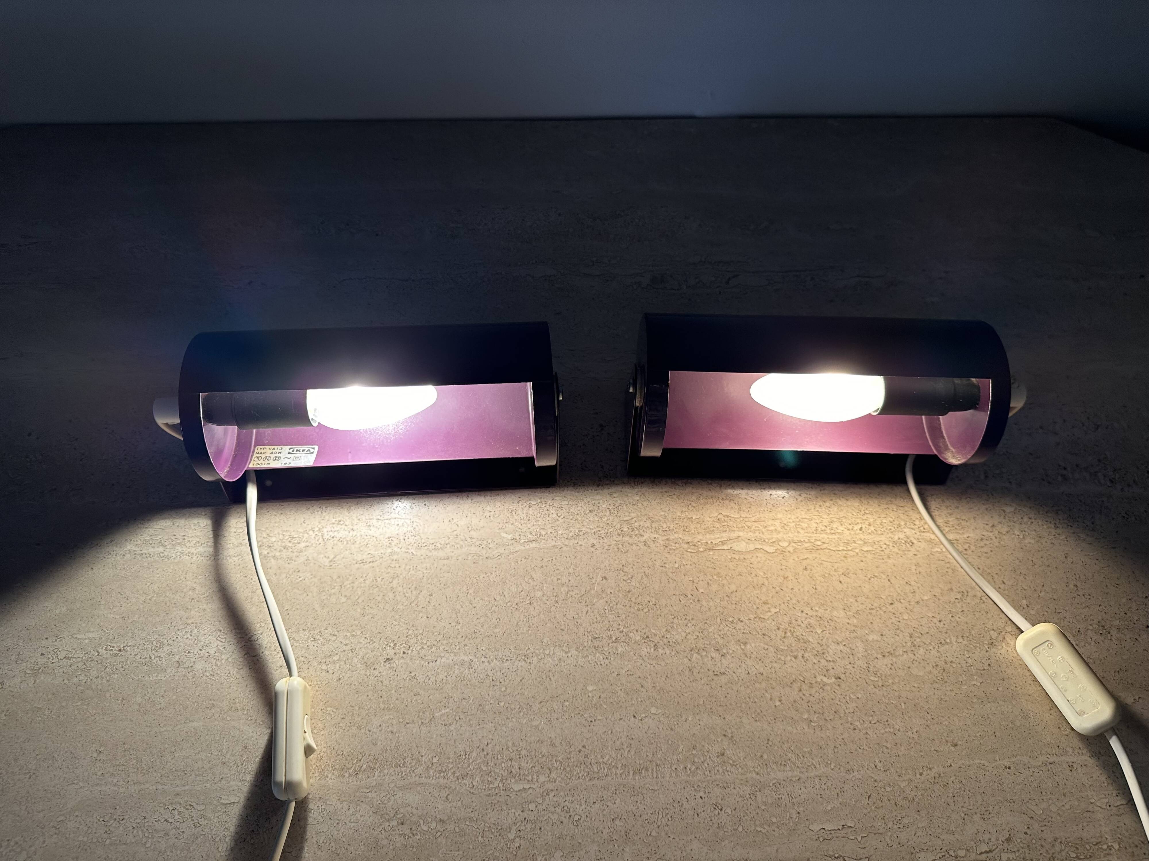 Vintage IKEA LOD V413 purple metal wall lamp bedside lamp wall lamp 1980s S