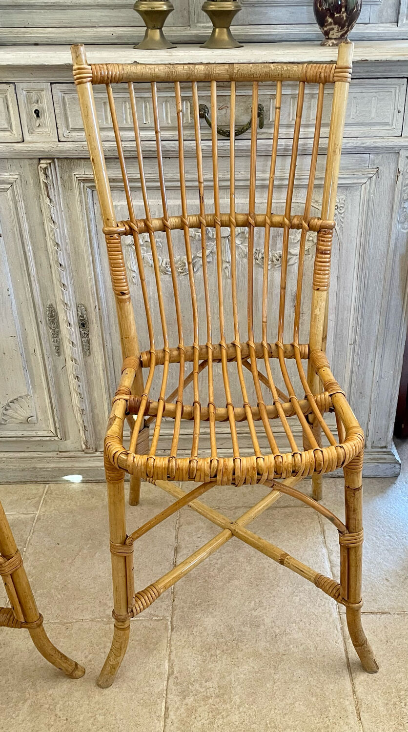 Set of four rattan chairs
