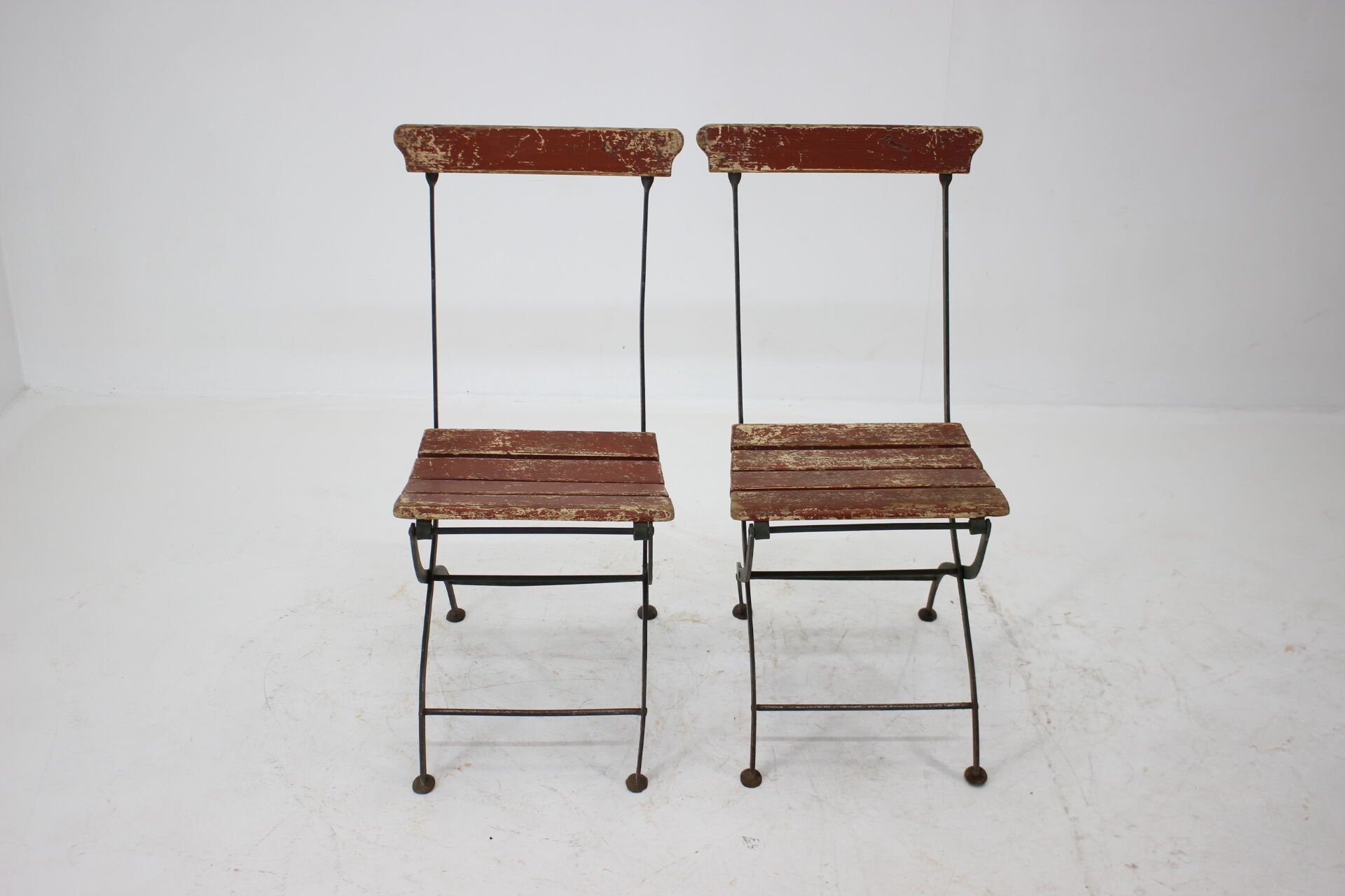1920s set of four folding garden chairs, czechoslovakia