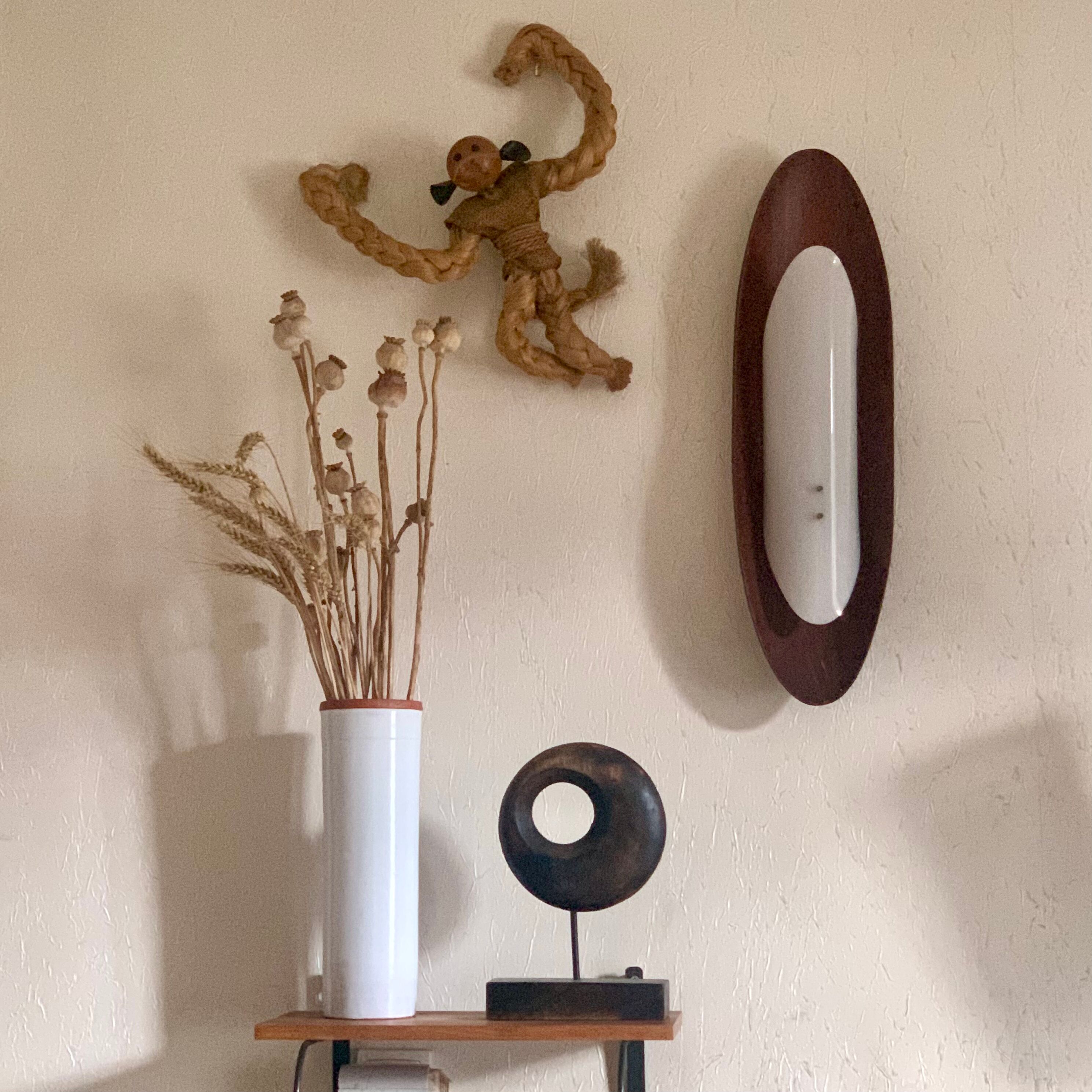 Vintage Scandinavian teak surf wall lamp