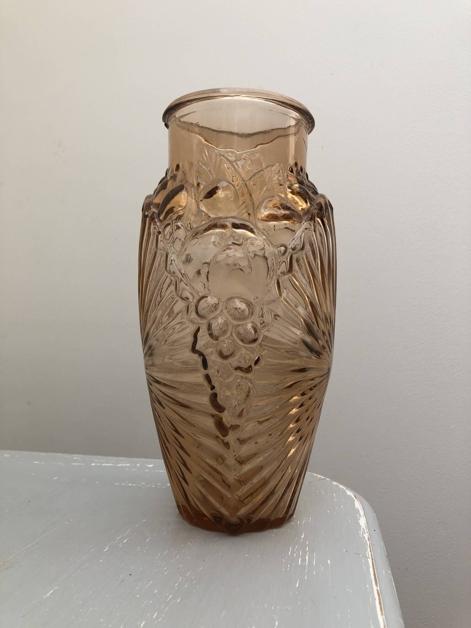 Antique Art Deco Vase 1930 Souchon-Neuvesel "84 Bis" Rose Amber