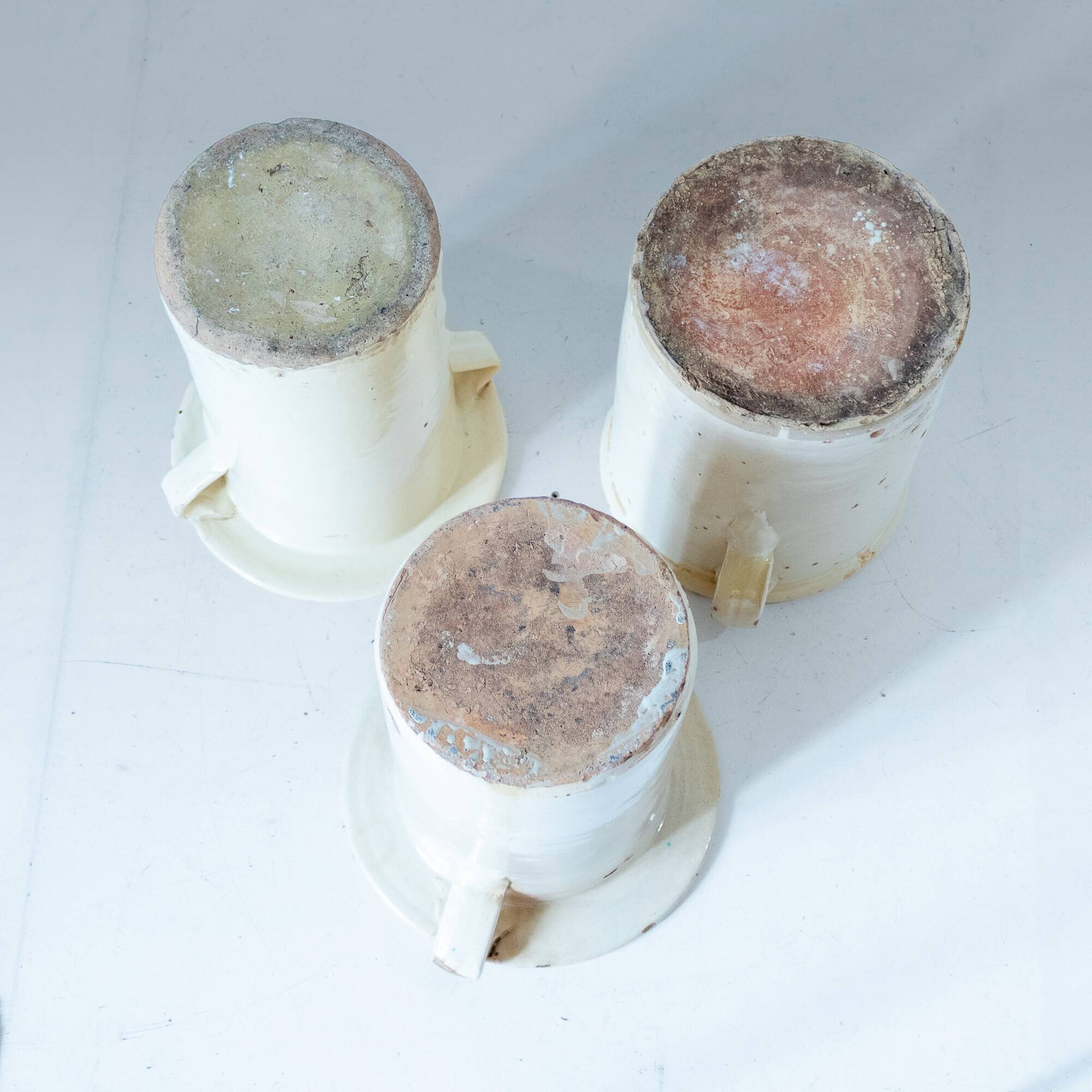 Antique Handmade Ceramic Vases, Set of Three, Italy 1900 circa