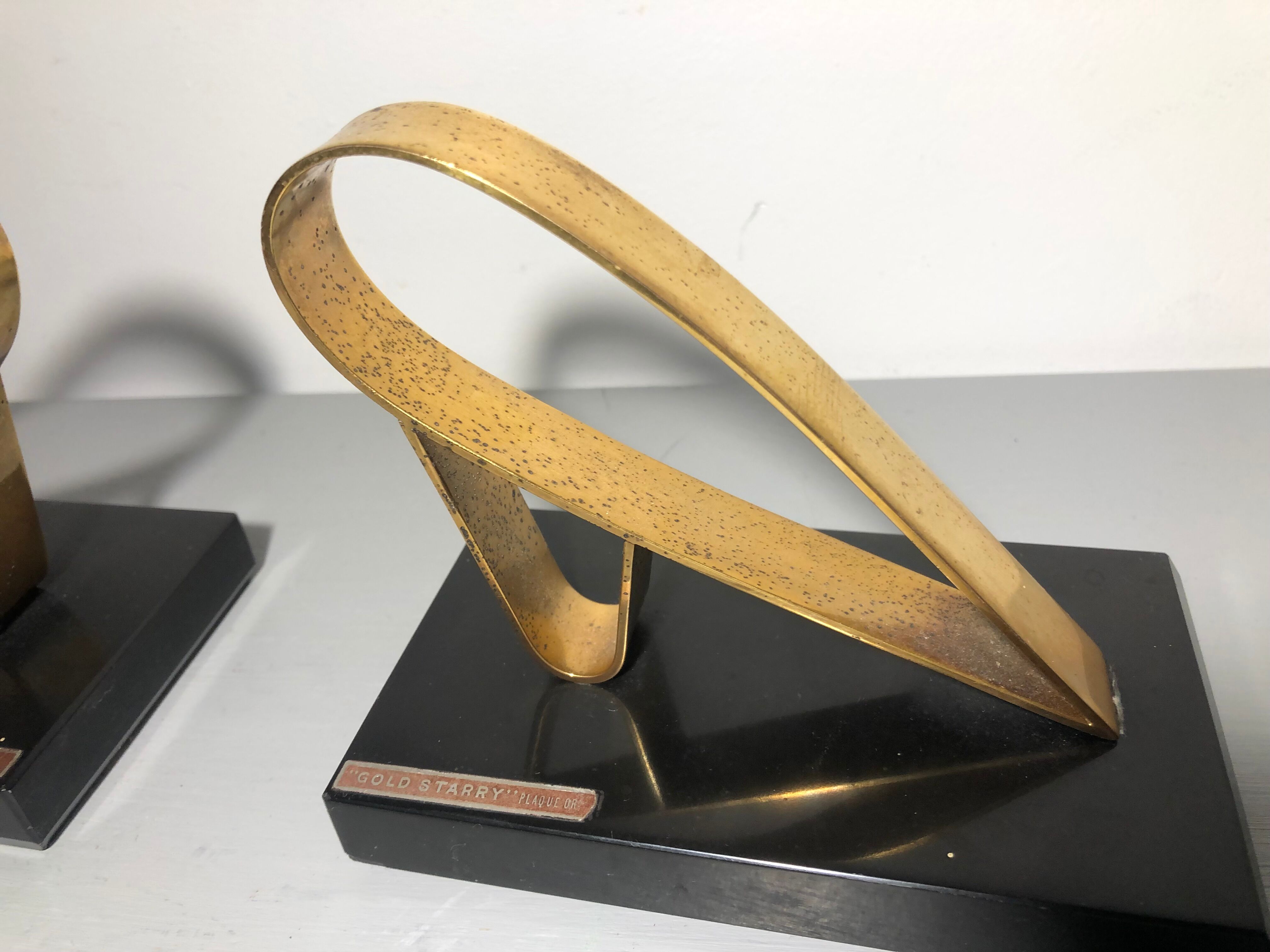 Pair of greenhouses vintage books in gold metal gold starry 1950s/1960s