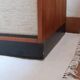 Teak enfilade, sliding canvas doors, 1960s.