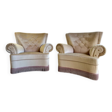 Set of 2 vintage XL armchairs/club seats/single seat