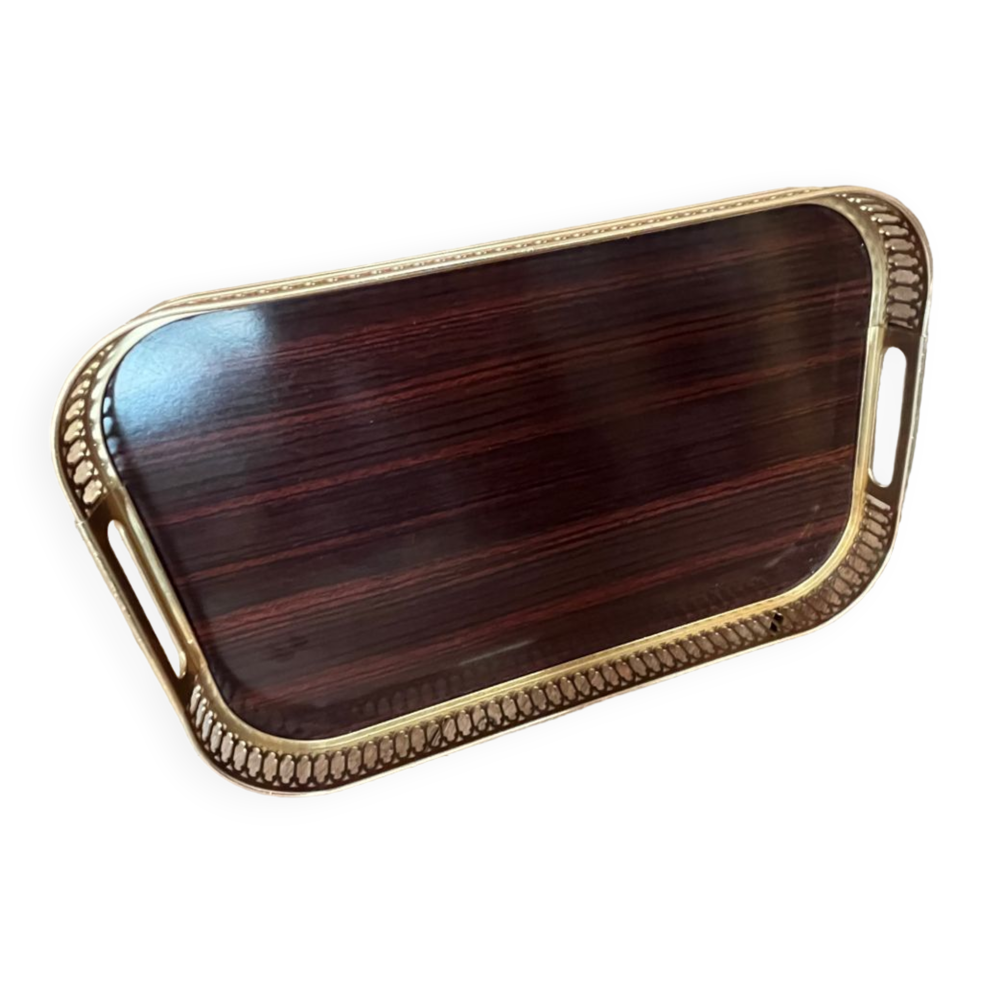 Vintage brass Formica tray