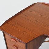 Peter Løvig Nielsen boomerang writing desk in teak Løvig Denmark 1960