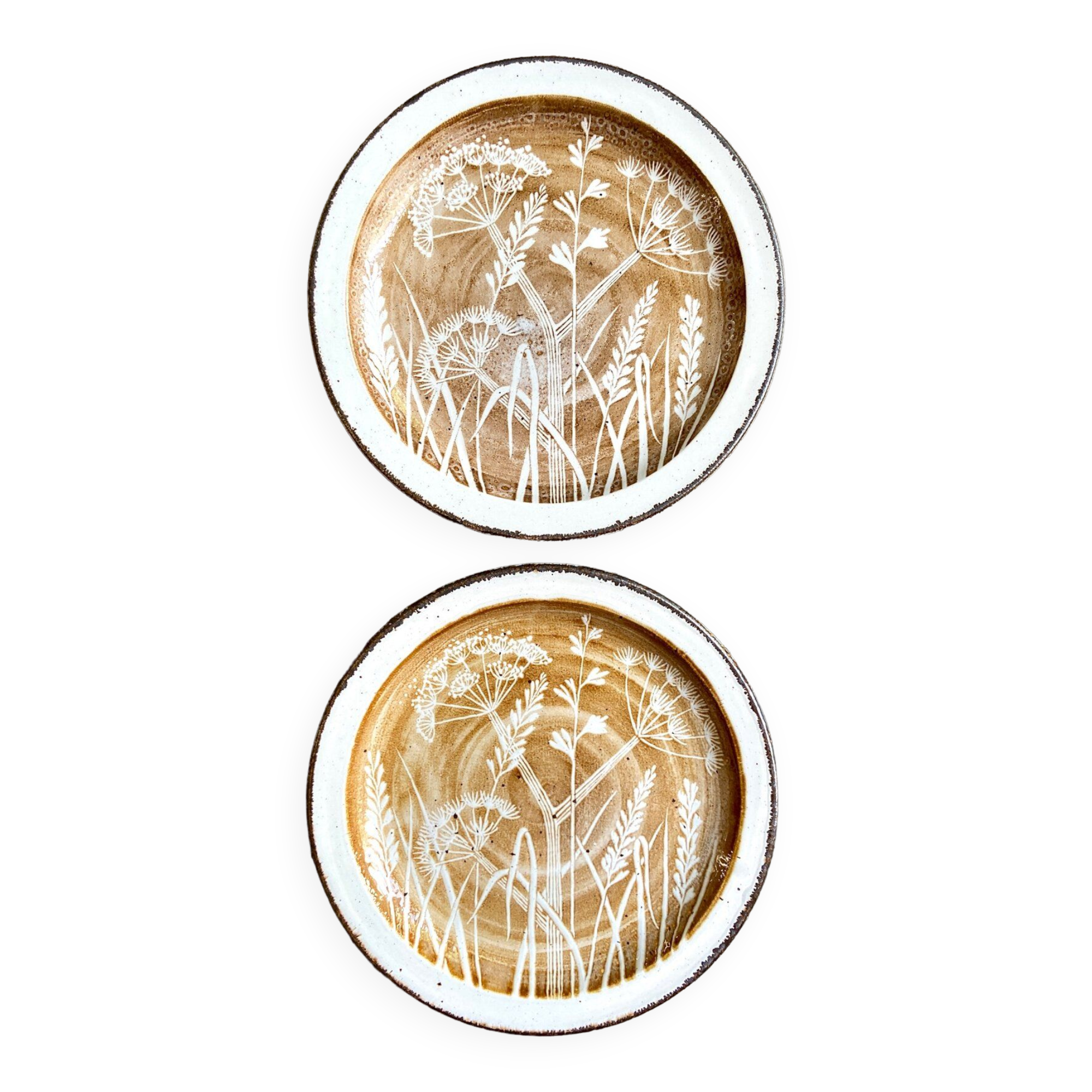 2 flat plates Midwinter in glazed stoneware, service "Shady lane"