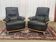 Pair of leather and beech armchairs from the 1970s.