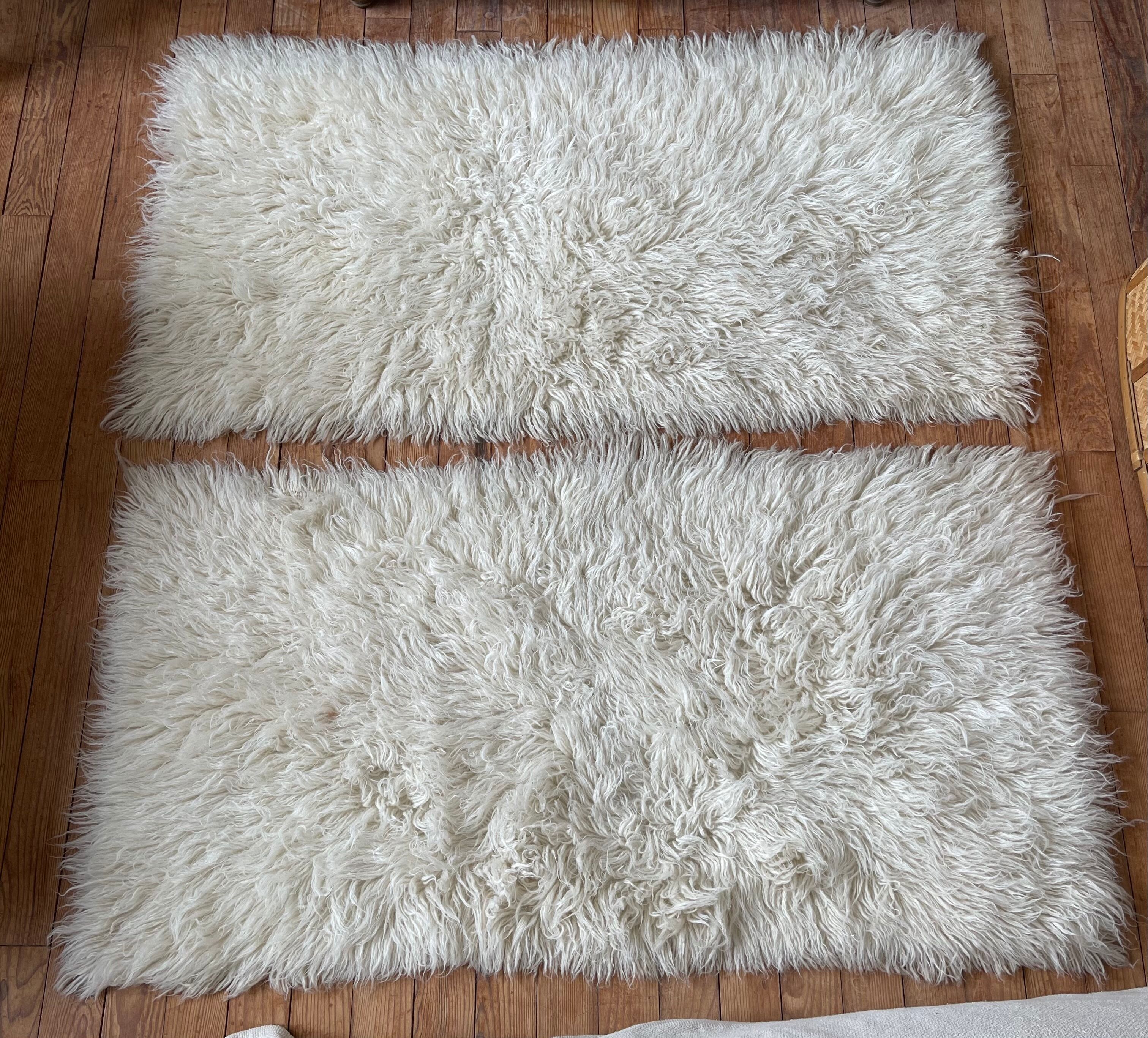 2 vintage flokati carpets