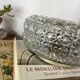 Round wall light ceiling fixture in glass with diamond points vintage 1970s