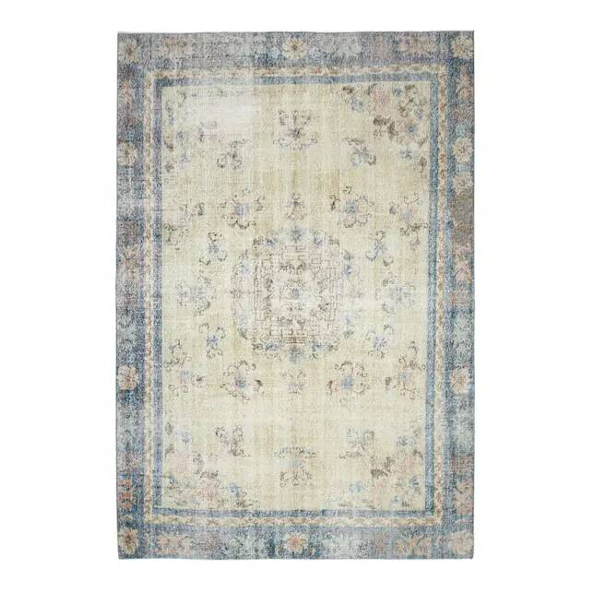 Vintage Turkish Hand-Knotted Wool Cotton Beige Area Rug 230x340