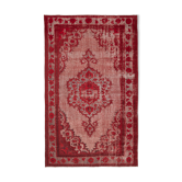 Handmade carved anatolian 1980s 215 cm x 341 cm red rug